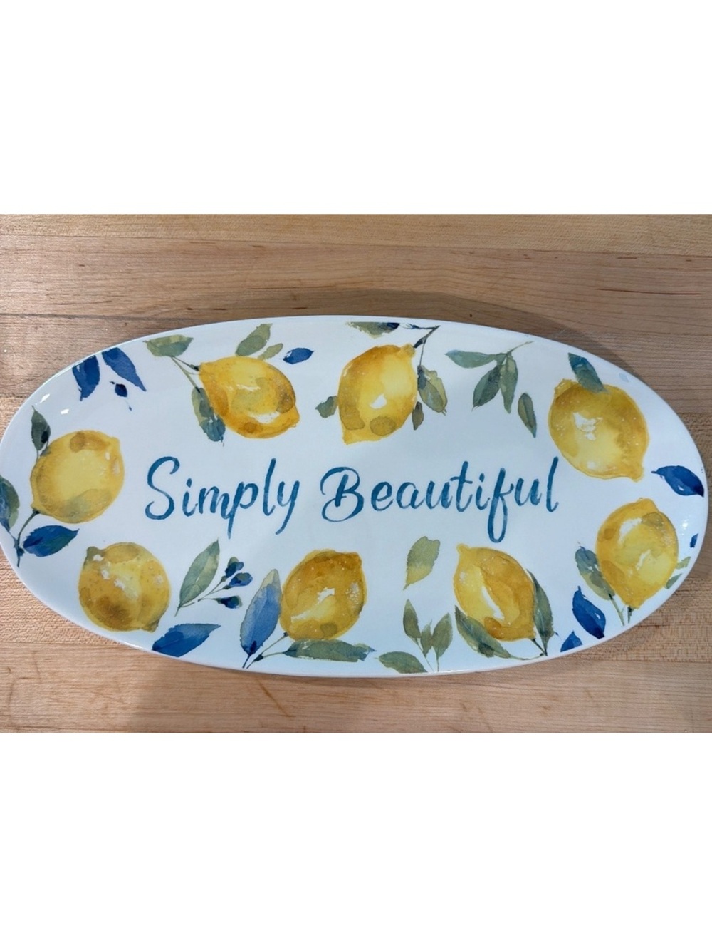 Madison Studio Simply Beautiful Oval Serving Platter with Lemon Design